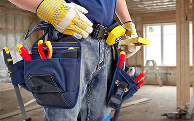 tools belt of construction worker ready to renovate a house
